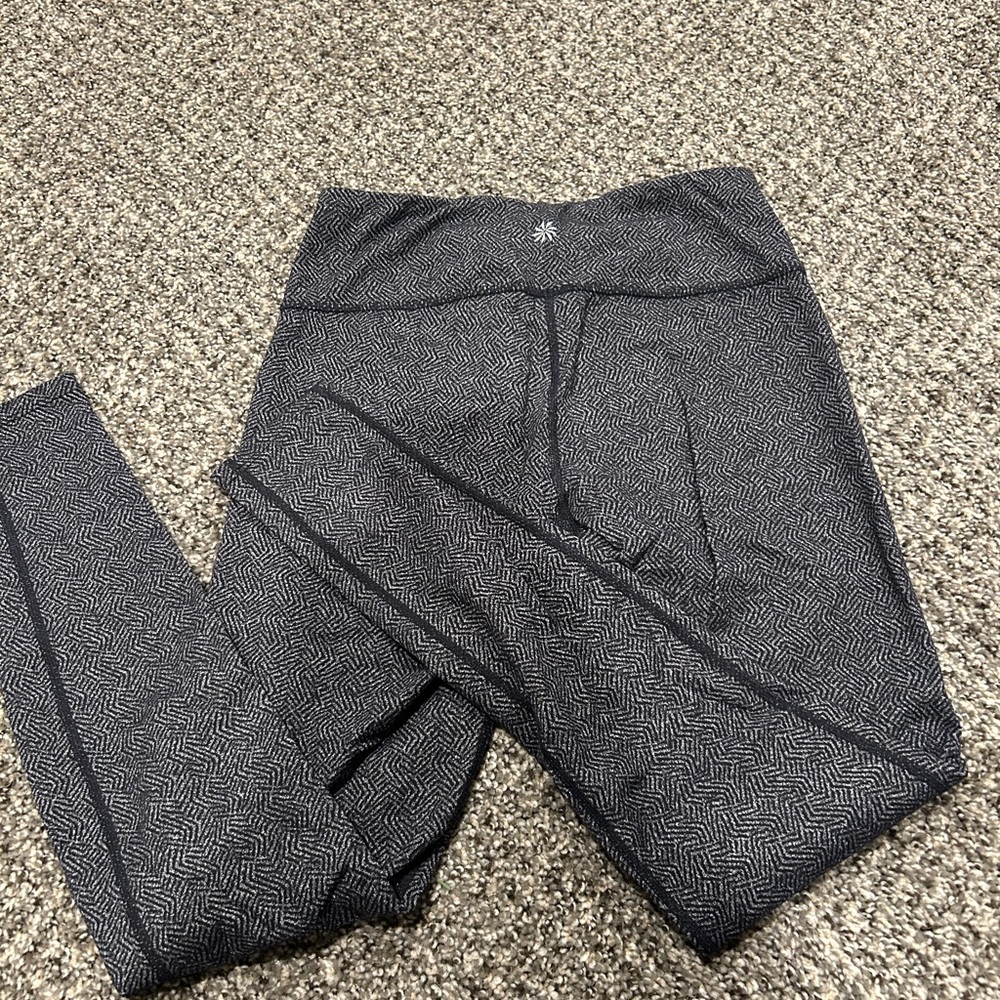Athleta Black and Gray Patterned Leggings